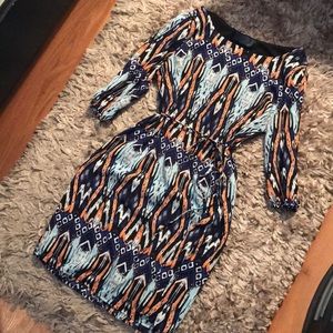 Blue Rain patterned tie dress